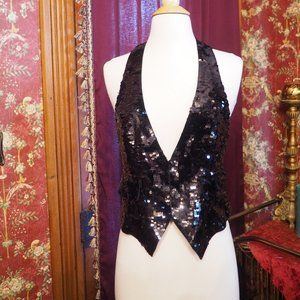 Black Sequin Rockstar Vest | Express